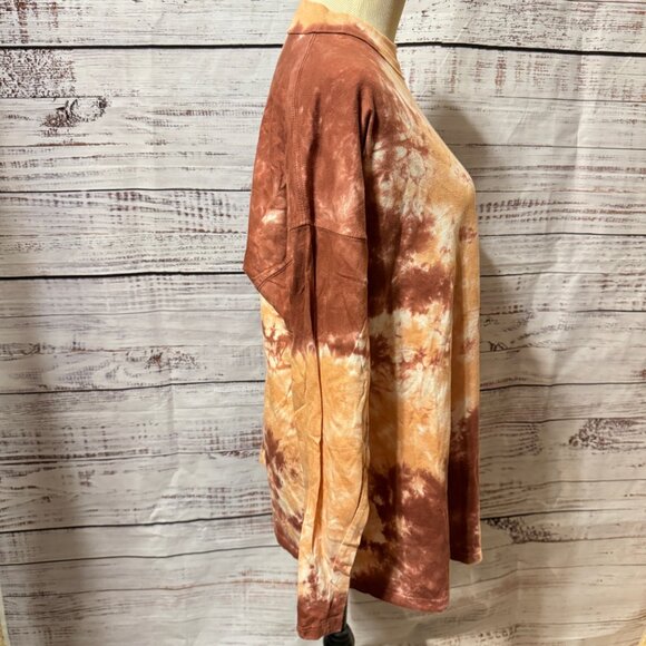 FREE PEOPLE We The Free Be Free Long Sleeve Tie Dye Tee in Cabernet Combo - Picture 4 of 9